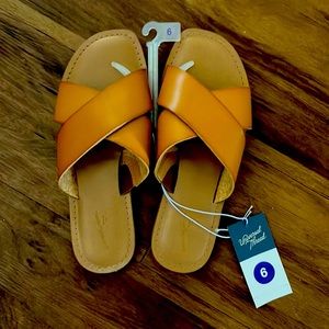 Size 6 vegan leather slides. Never worn. NWT.
